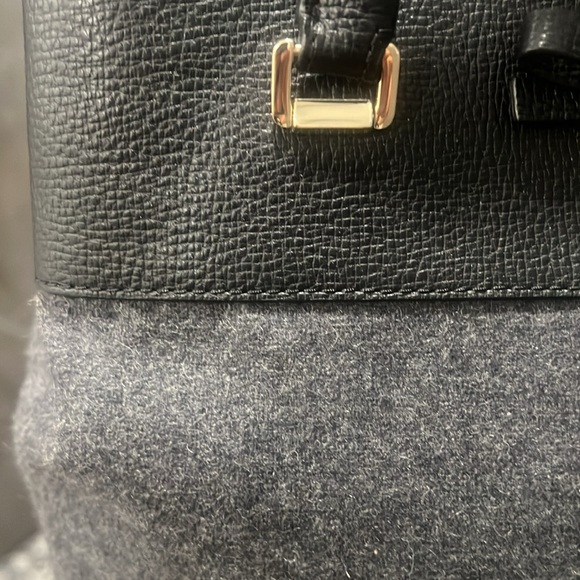 KATE SPADE NEW YORK - EUC wool & leather Tote bag. Black & gray. - Picture 4 of 12